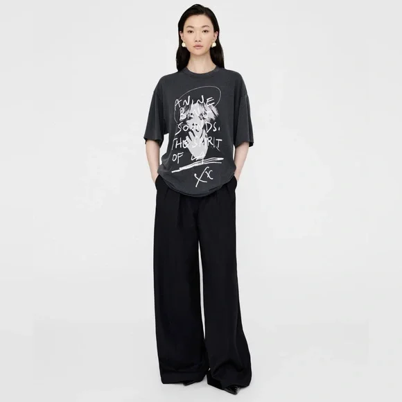 Anine Bing Kent Spirit Cotton T-Shirt in XS very oversized - Picture 4 of 7